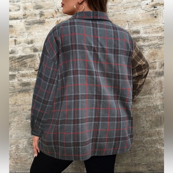 Classic Elegant Plus Size Plaid Button Down Shirt Top Blouse - Picture 16 of 16